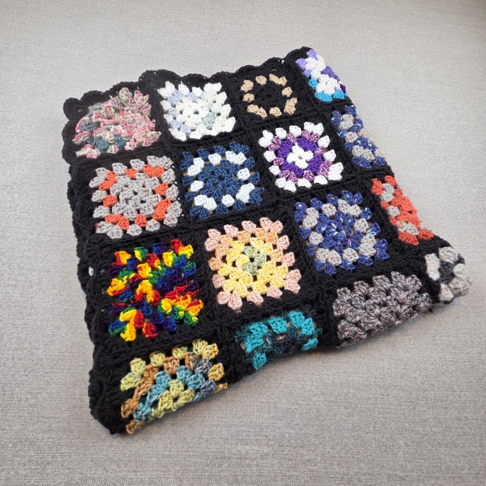 Handmade Crochet Afghan Throw Blanket 46"x45"  Granny Square Roseanne NEW